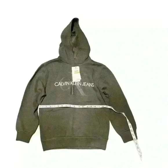Calvin Klein Big Boys Old School Logo Pullover Hoodie Sequoia M(10/12) - Picture 6 of 9